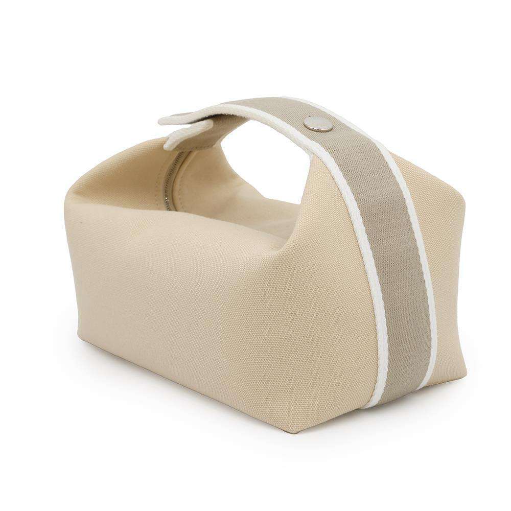 Hermes Brid A Black Pm Canvas Pouch Beige Silver View 2